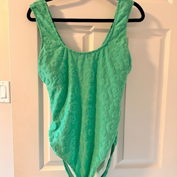 Cupshe Floral Jacquard Cutout Tie Back One Piece Swimsuit - Picture 1 of 2